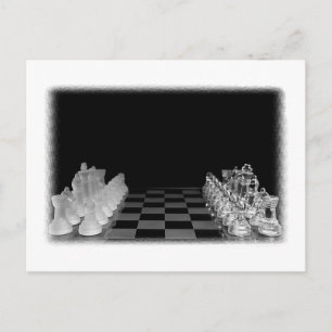 Game i Black & White Spooky Glass Chess Board Vykort