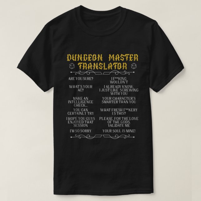 Game Master Översättare RPG Brädspel Humor T-shirt (Design framsida)