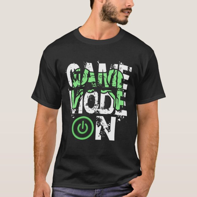 Game Mode ON Cool Gritty Style Video Gamer Novelty T Shirt (Framsida)