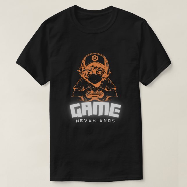 Game Never Ends Gamer Art Tee (Design framsida)
