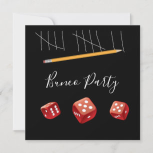 Game Nght Red Dice Bunco Dice Party Inbjudningar