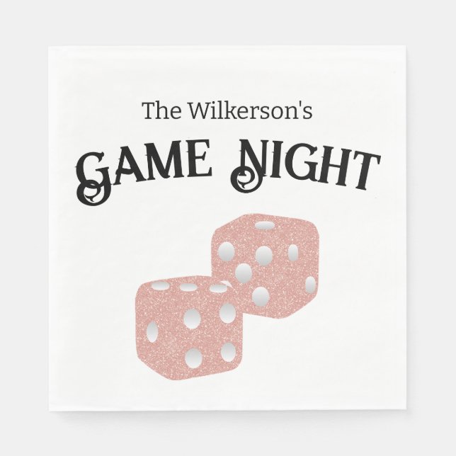 Game Nght Rosa Glitter Dice Pappersservett (Framsidan)