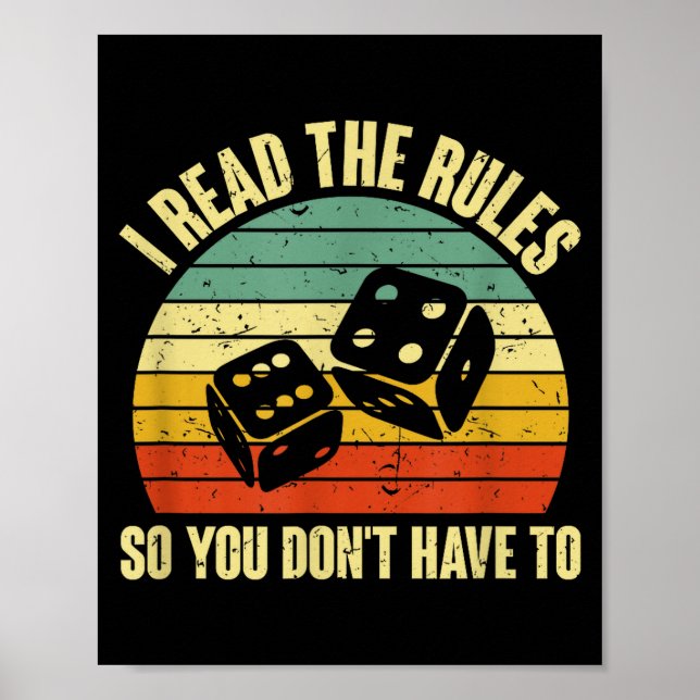 Game Night Adults Funny Board Games I Read The Rul Poster (Framsidan)