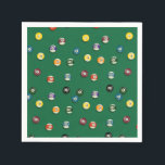 Game Night Födelsedag Biljard Pool Bord Pappersservett<br><div class="desc">Det här mönstret har handritade bollar 1-15,  enfärgade och randiga som frammanar den klassiska tävlingen.</div>