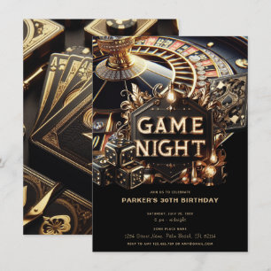 Game Night Party Casino Birthday Inbjudningar