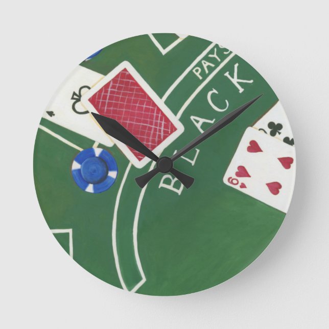 Game of Blackjack med Chip av Chariklia Zarris Rund Klocka (Framsida)