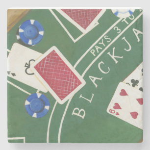 Game of Blackjack med Chip av Chariklia Zarris Underlägg Sten