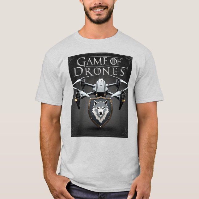 Game of Drones – Stark Direwolf Drone Emblem T Shirt (Framsida)