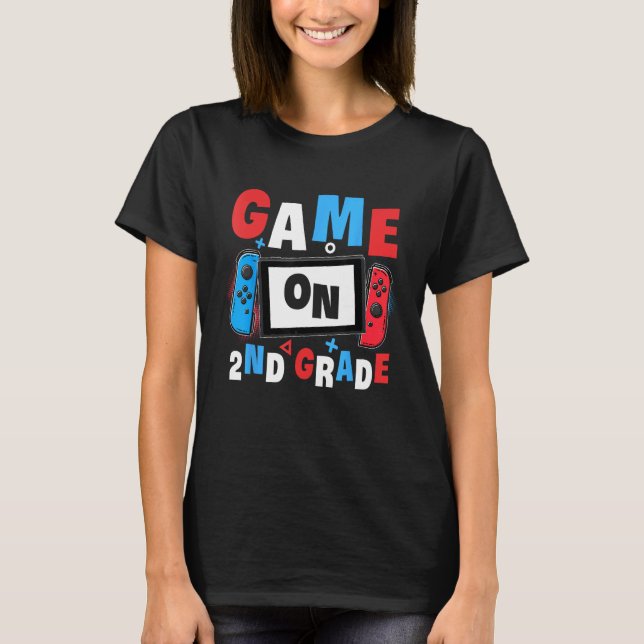 Game On 2nd Grade Gaming Gamer Back To School Stud T Shirt (Framsida)