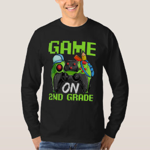 Game On 2nd Grade  Tillbaka till skolan Video Spel T Shirt