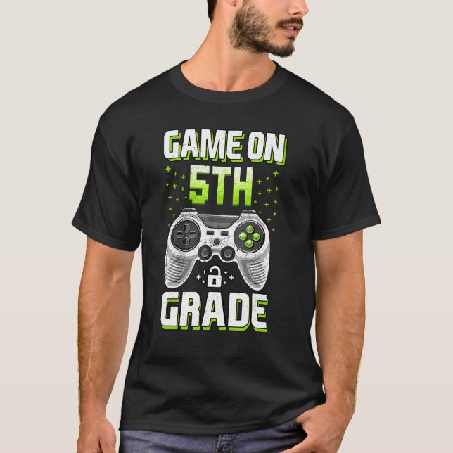 Game On 5th Grade   Gamer Kids Boys Back To School T Shirt (Framsida)