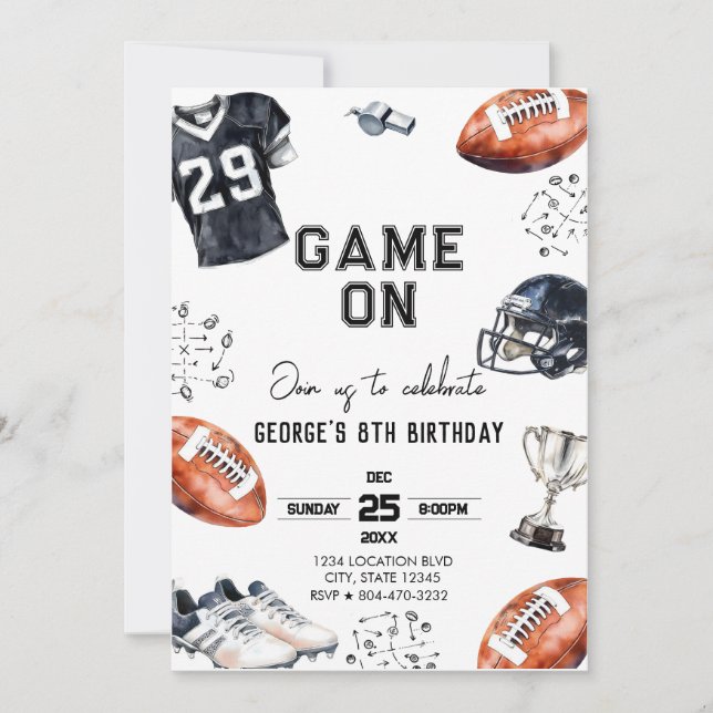 Game On American Football Birthday  Inbjudningar (Framsida)