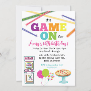 Game On Arcade Pizza Party Inbjudan