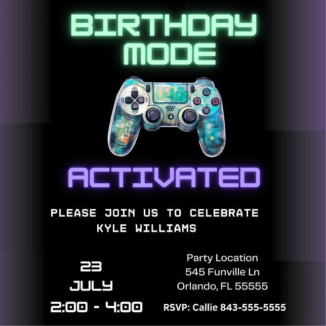 Game On: Birthday Mode Activated! Nivå Inbjudningar (Skapare uppladdad)