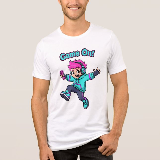 Game On! – Cute Cartoon Gamer Character T-Shirt (Framsida)