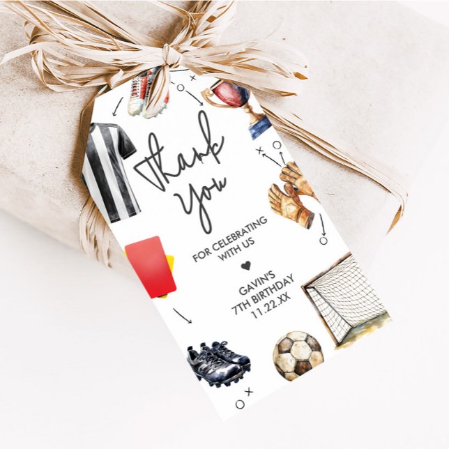 Game On Fotboll Födelsedagspresent Taggar Presentetikett (Soccer Birthday Party Favor Tags)