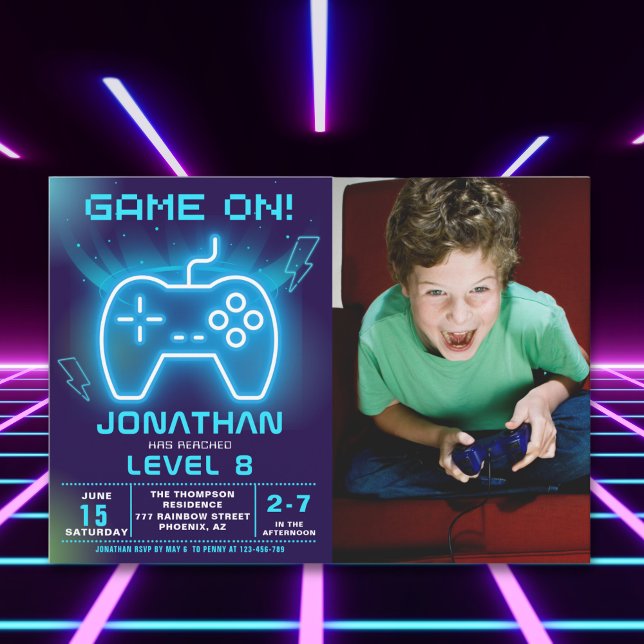 Game on Fun Birthday Boy  Inbjudningar (Skapare uppladdad)