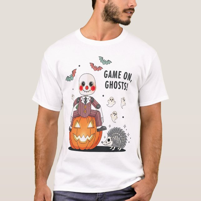 Game on Ghosts Halloween T Shirt (Framsida)