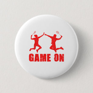 Game On Grafisk Badminton Spelare Shuttle Sport Sm Knapp
