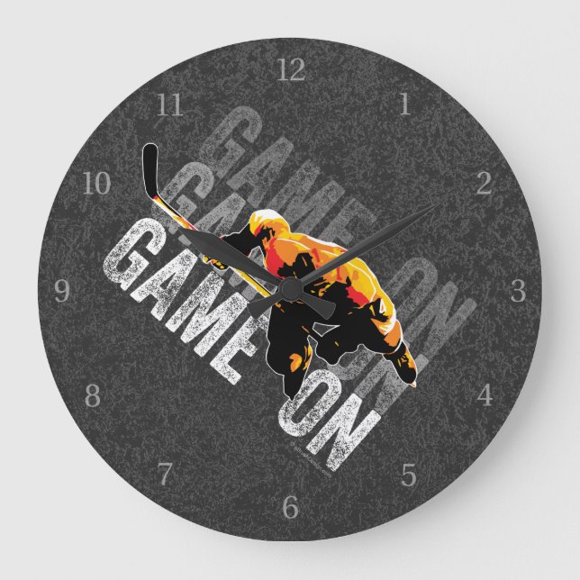 Game On (Hockey) Large Clock Stor Klocka (Framsida)