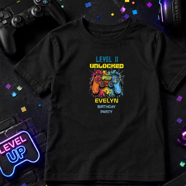  Game On Level Up TV-spel Födelsedag T Shirt (Game On Level Up Video Game Birthday Toddler T-shirt)