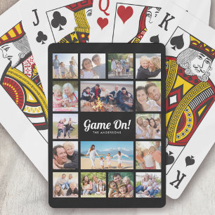 Game On! Monogram Retro Photo Collage 16 Bilder Casinokort