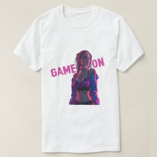 Game On Neon Gamer Girl T Shirt (Design framsida)
