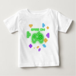 Game on neon grön, blå och gul gamer T-shirt