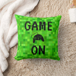 GAME ON | Personligen Grönt Gamer Pixels Kudde