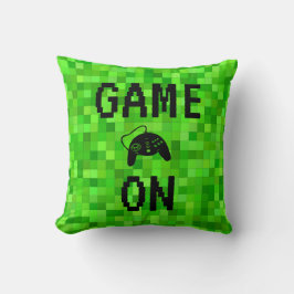 GAME ON | Personligen Grönt Gamer Pixels Kudde