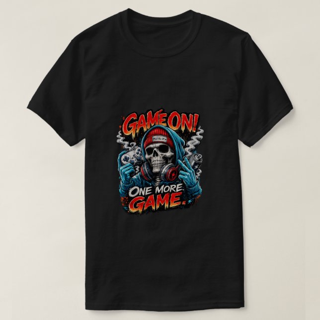 Game On Skalle Gamer T-Shirt (Design framsida)