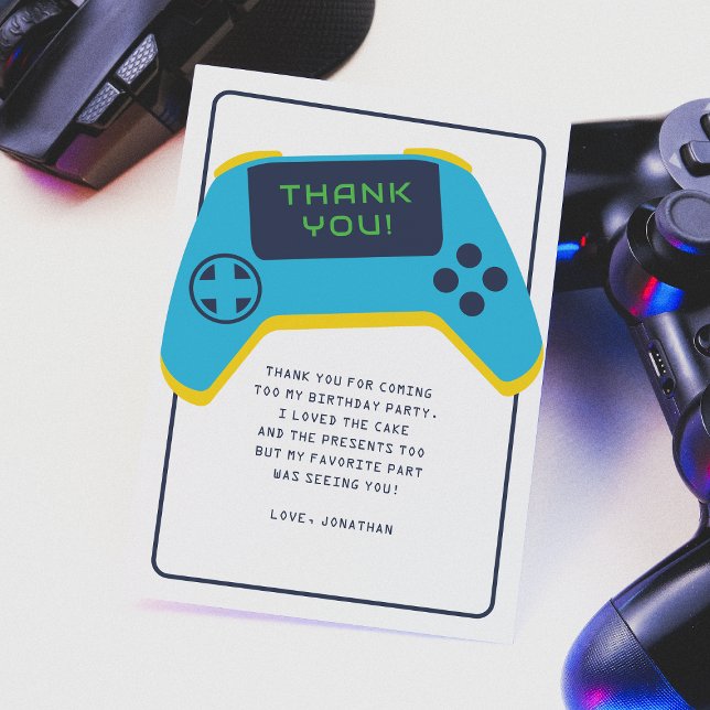 Game On Video Game Boy Birthday Tack Kort (Skapare uppladdad)