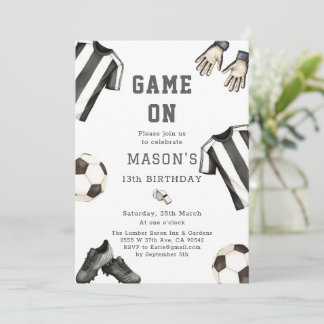 Game One football Sports Theme Soccer Birthday Inbjudningar