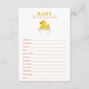 Game Ord Scramble Game - Yello, Anka Baby Shower Tilläggskort