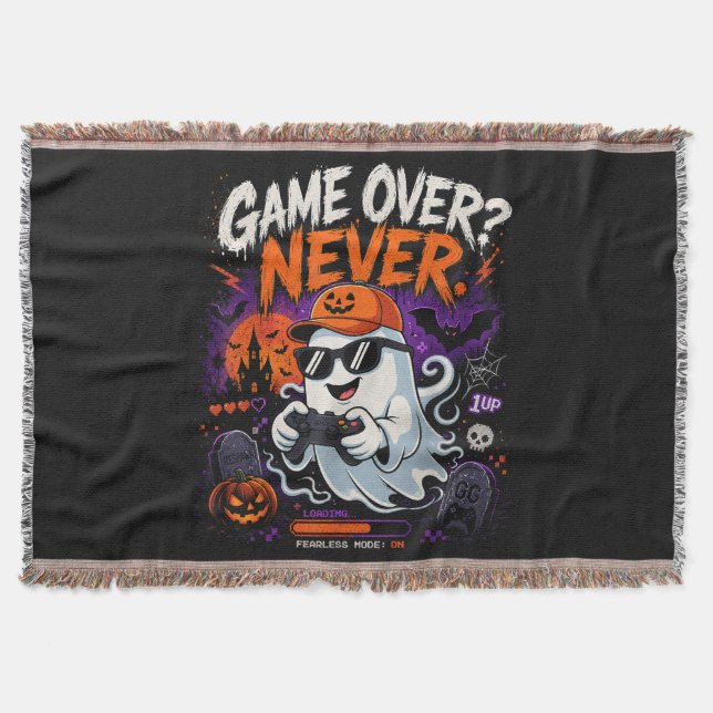Game Over Aldrig Rolig Gamer Spöke Halloween Filt (Framsidan)