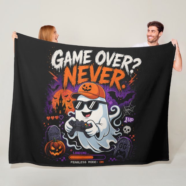 Game Over Aldrig Rolig Gamer Spöke Halloween Fleecefilt (På plats)