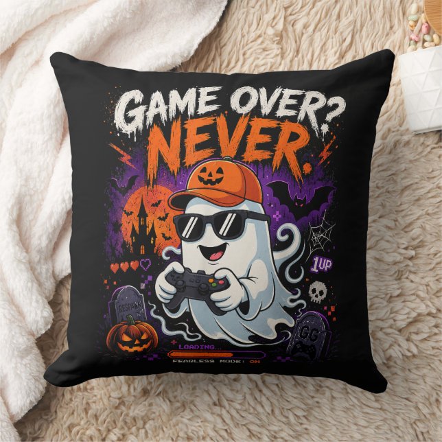 Game Over Aldrig Rolig Gamer Spöke Halloween Kudde (Filt)