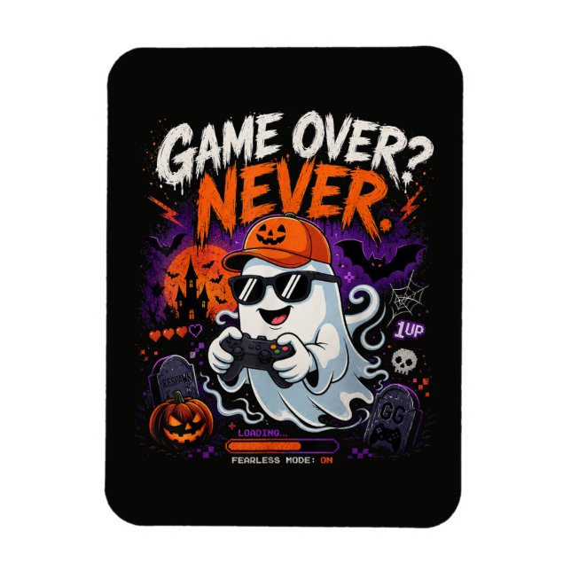Game Over Aldrig Rolig Gamer Spöke Halloween Magnet (Vertikal)