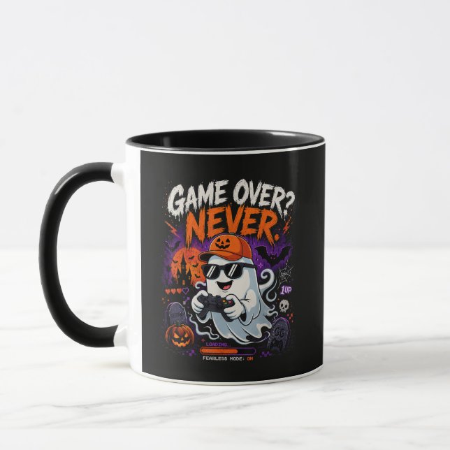Game Over Aldrig Rolig Gamer Spöke Halloween Mugg (Vänster)