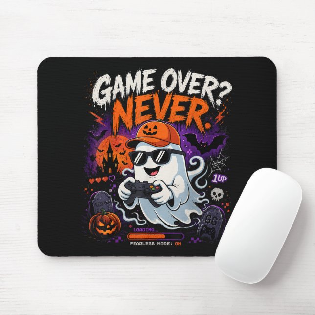 Game Over Aldrig Rolig Gamer Spöke Halloween Musmatta (Med mus)