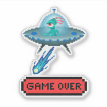 'Game over', Alien Flies UFO-rymdskepp, Pixel Art