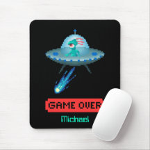 'Game over', Alien Flies UFO-rymdskepp, Pixel Art