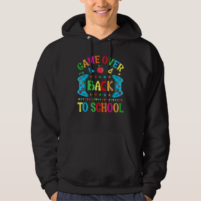 Game Over Back To School Video Game Leveled Up Boy Hoodie (Framsida)
