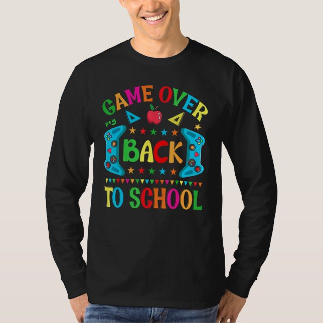 Game Over Back To School Video Game Leveled Up Boy T Shirt (Framsida)