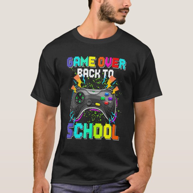 Game Over Back To School Video Game Leveled Up Boy T Shirt (Framsida)