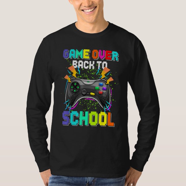 Game Over Back To School Video Game Leveled Up Boy T Shirt (Framsida)