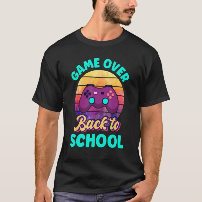 Game Over Back To School Video Game Leveled Up Boy T Shirt (Framsida)