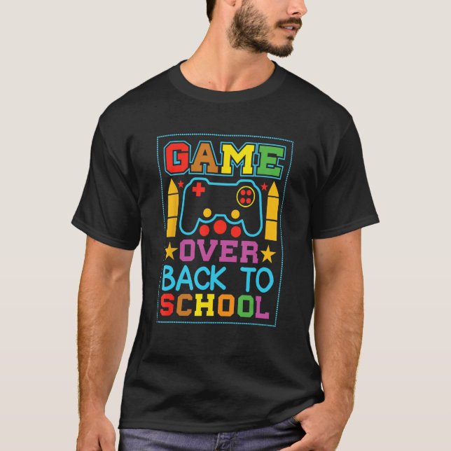 Game Over Back To School Video Game Leveled Up Boy T Shirt (Framsida)