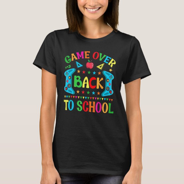 Game Over Back To School Video Game Leveled Up Boy T Shirt (Framsida)