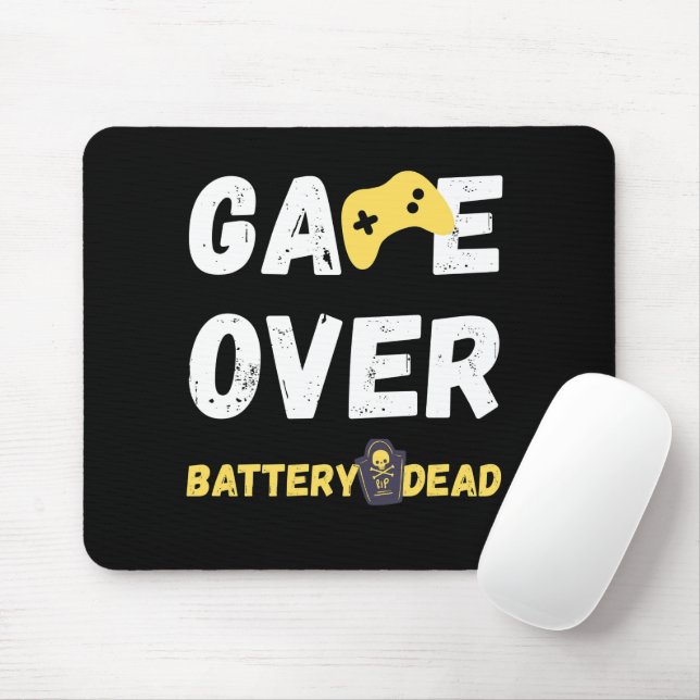Game Over Batteriet Dött Roligt Gamer-design Musmatta (Med mus)